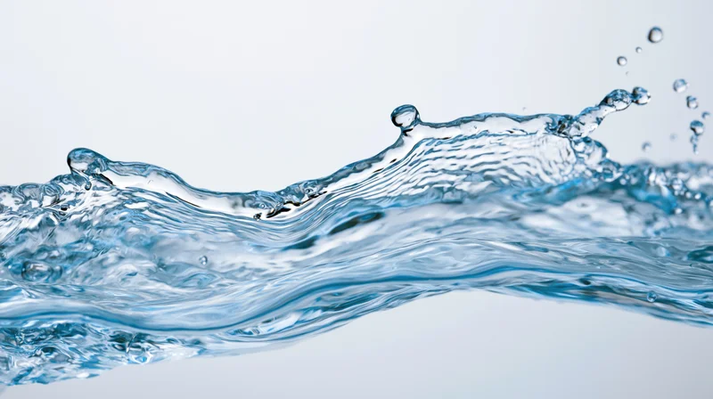 Dynamic water splash mid-motion against a white background