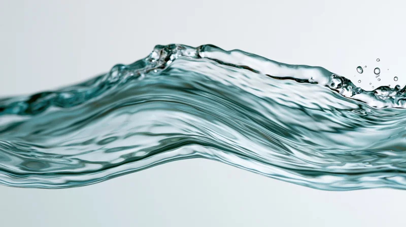 Dynamic water wave mid-splash against white background