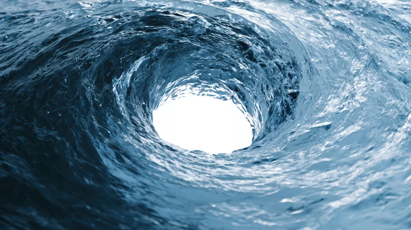 Swirling blue water forming a vortex with light at the center