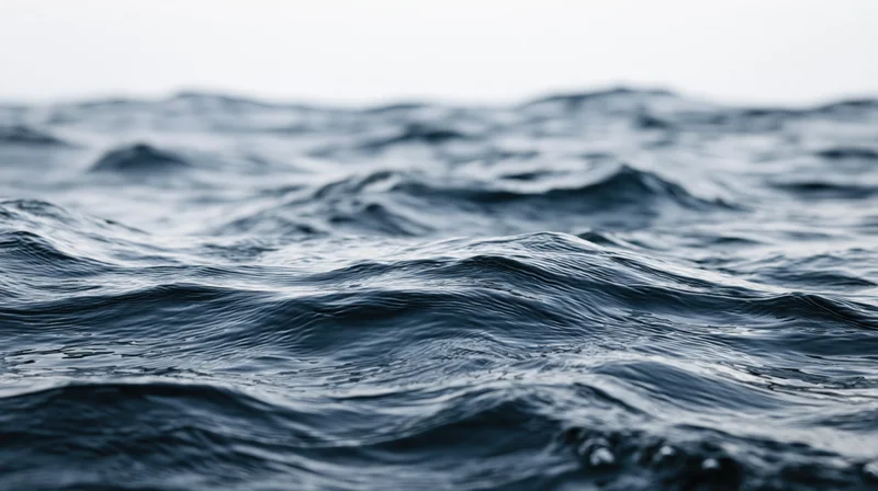 Close-up of dark blue ocean waves undulating at surface level