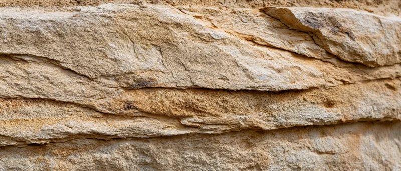 Close-up of layered sandstone rock surface showing natural texture and geological strata