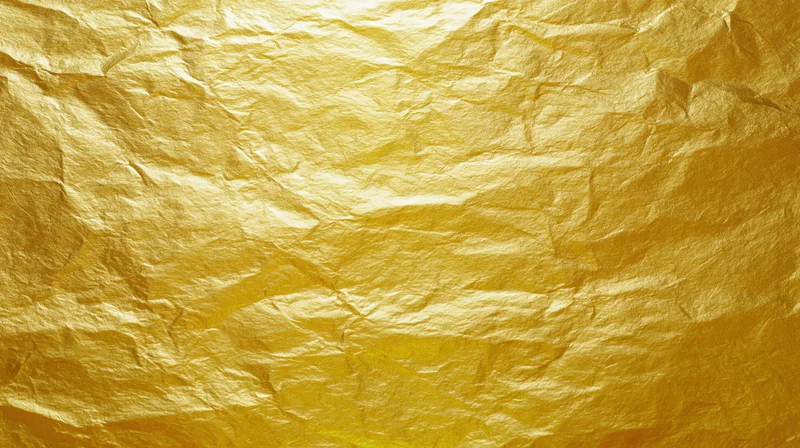 Crumpled gold foil sheet filling the frame as a textured background