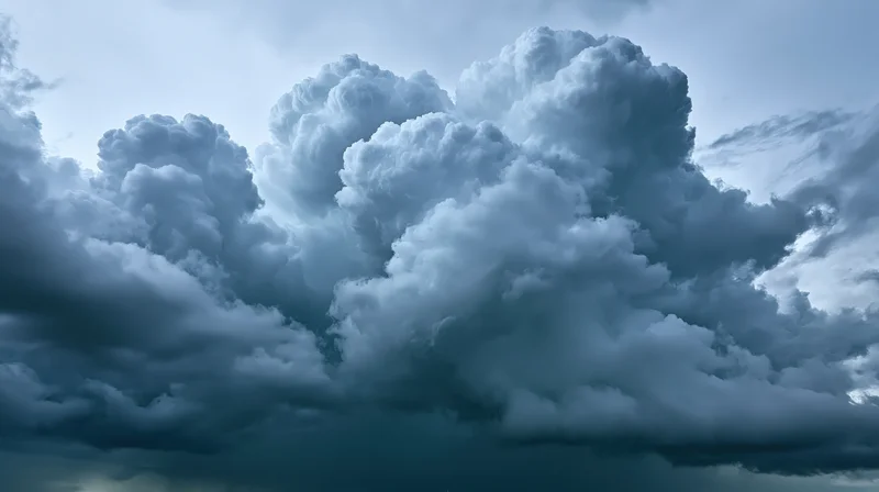 Dramatic storm clouds billowing across the sky