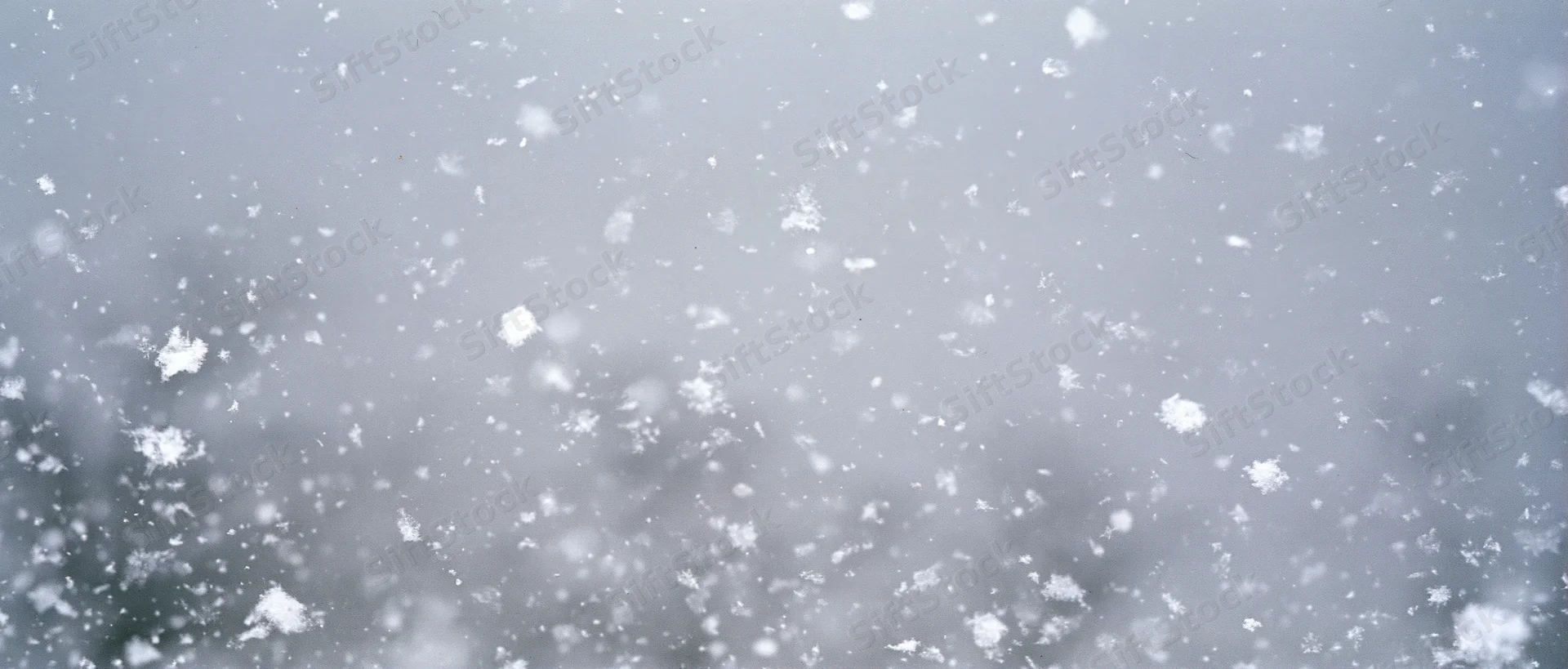 Snow falling mid-air outdoors during winter storm