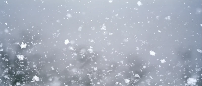 Snow falling mid-air outdoors during winter storm