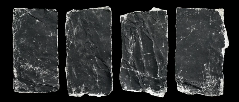 Four slate slabs arranged side by side against black background