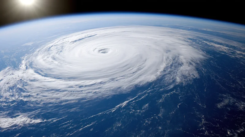 Orbital view of a massive hurricane spiral over the ocean from space