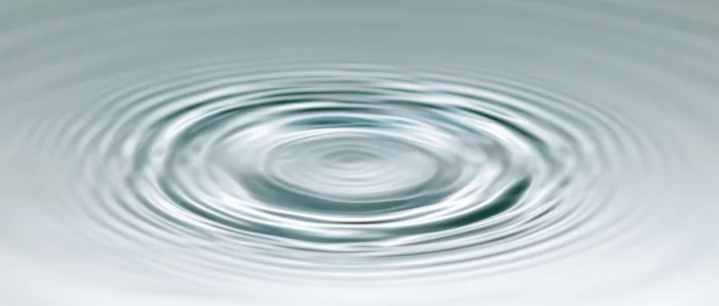 Circular ripples spreading across calm shallow water surface