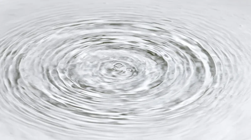 Overhead view of concentric ripples spreading across a calm water surface