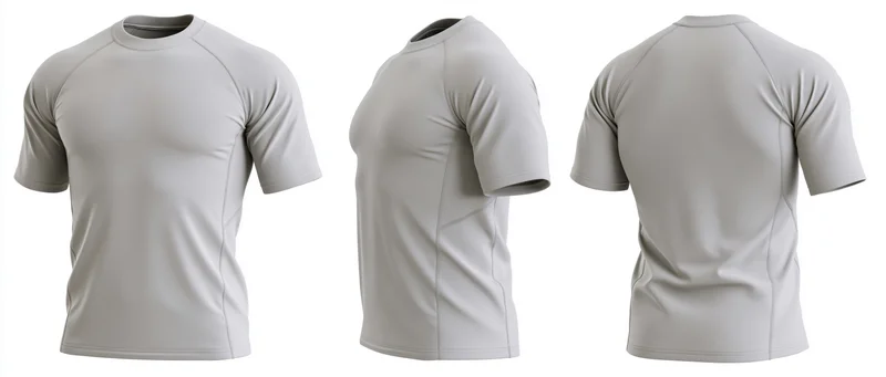Light grey athletic fitted short-sleeve rugby jersey shown from front side and back views on white background