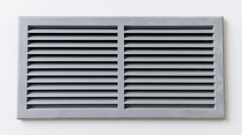 Rectangular metal vent grille with horizontal louvers mounted on a white wall