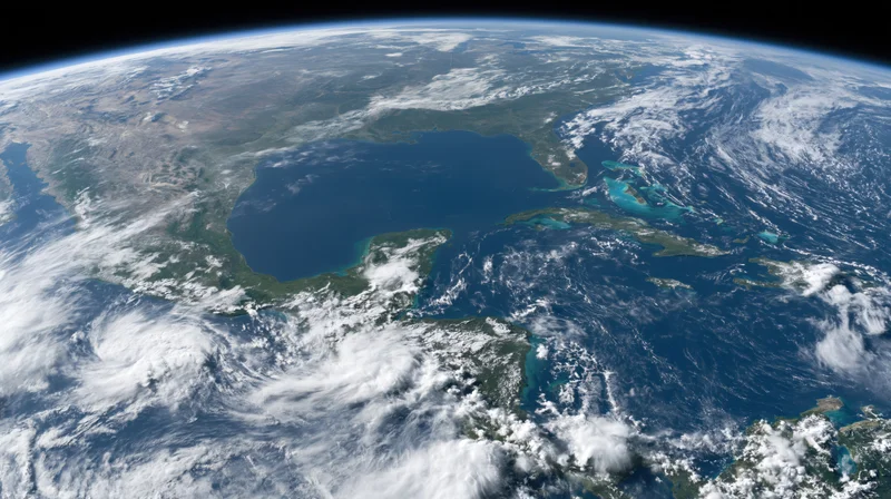Satellite view of earth showing north america and caribbean from space