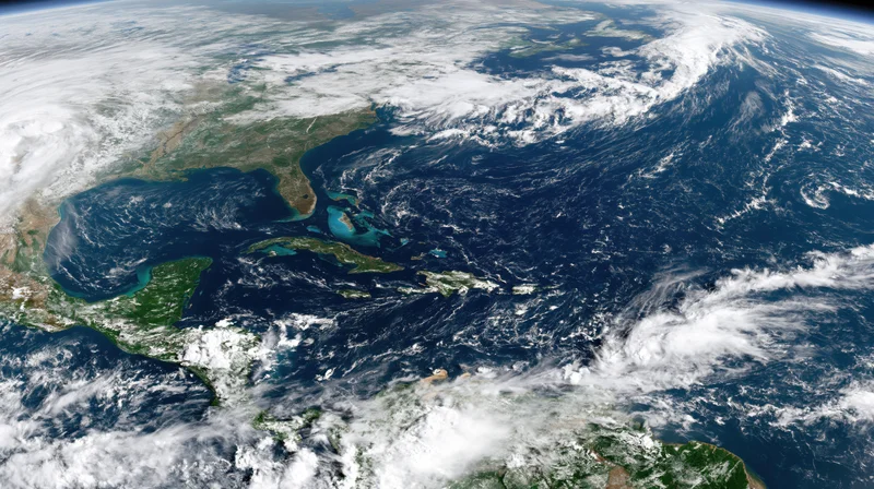 Satellite view of earth showing north america and caribbean from space