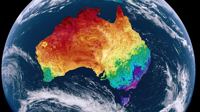 Satellite view of australia showing temperature variations on earth's surface
