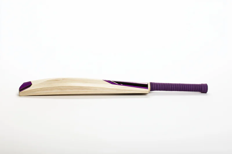 Cricket bat lying flat in strict side profile on white background