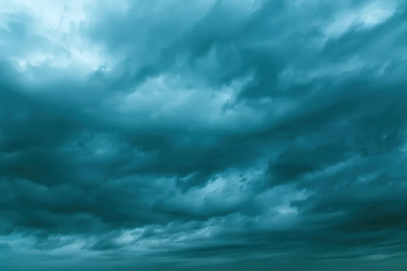 Dramatic overcast sky filled with layered cumulus and stratus clouds