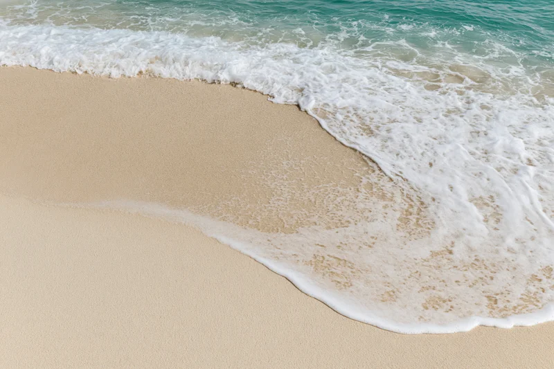 Gentle ocean wave washing onto clean sandy beach