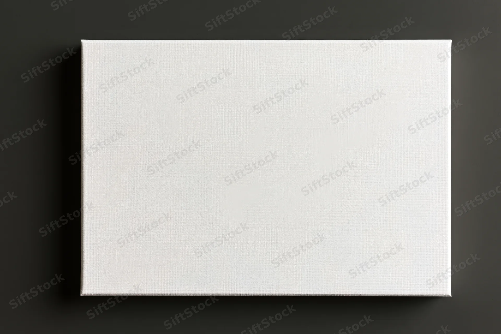 Blank white hardcover book lying flat centered on dark surface