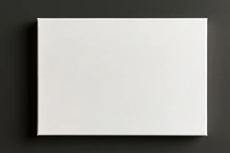 Blank white hardcover book lying flat centered on dark surface