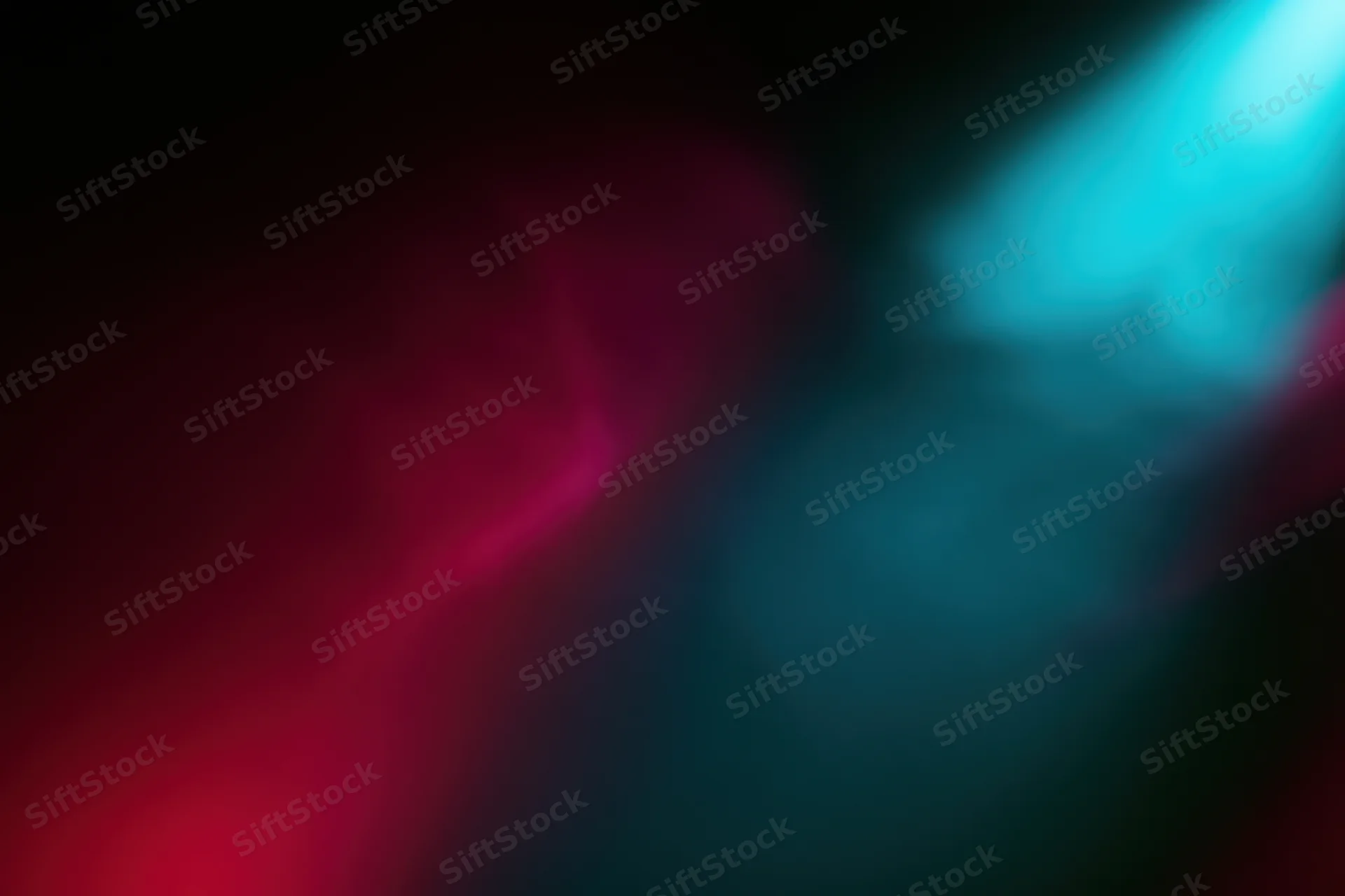 Abstract stage lighting with red and blue bokeh glow in dark setting