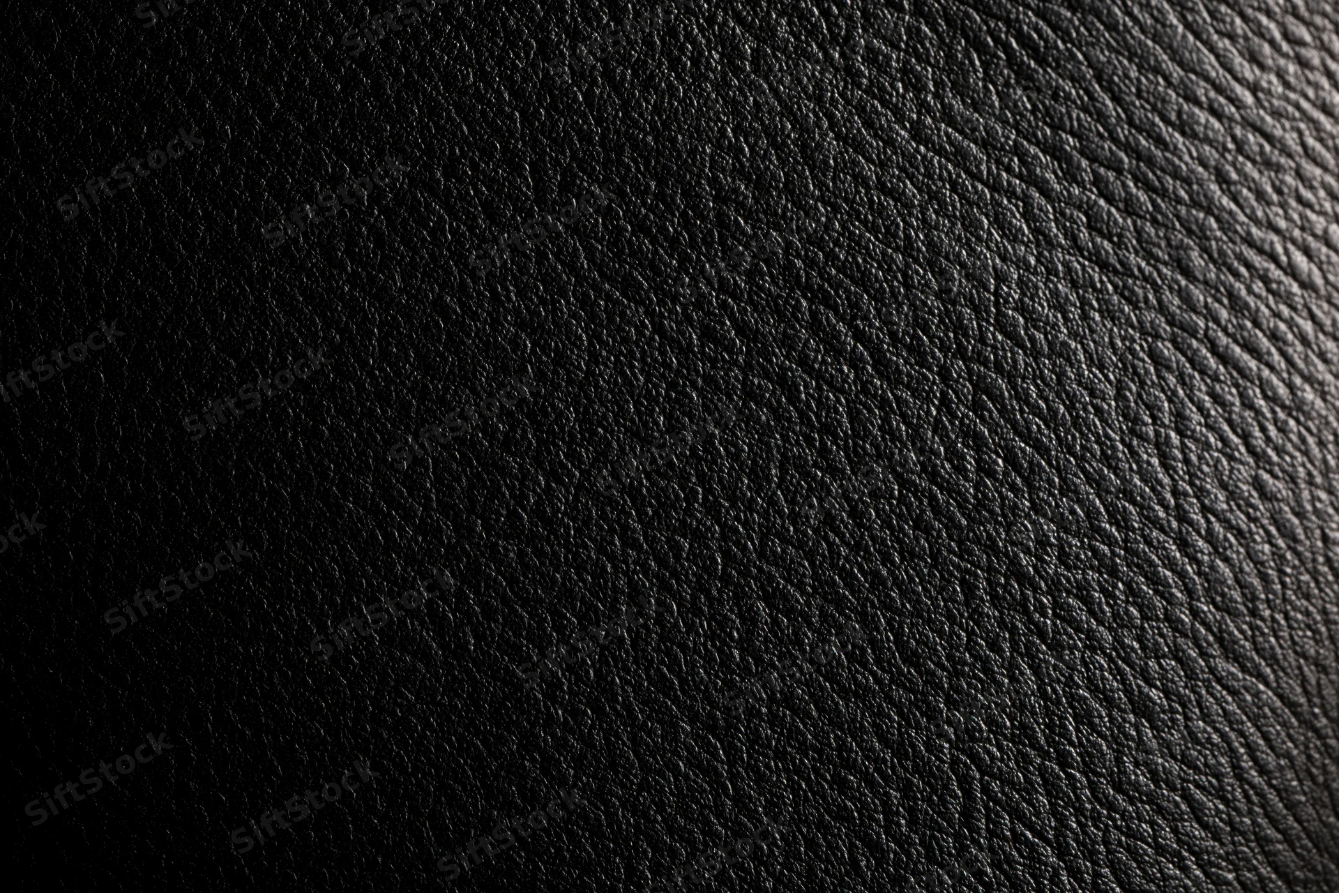 Close-up of black leather texture with visible grain and subtle sheen