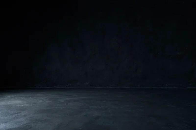 Dark empty room with textured concrete wall and floor