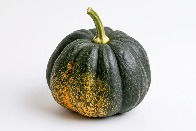 Acorn squash resting on a white surface isolated