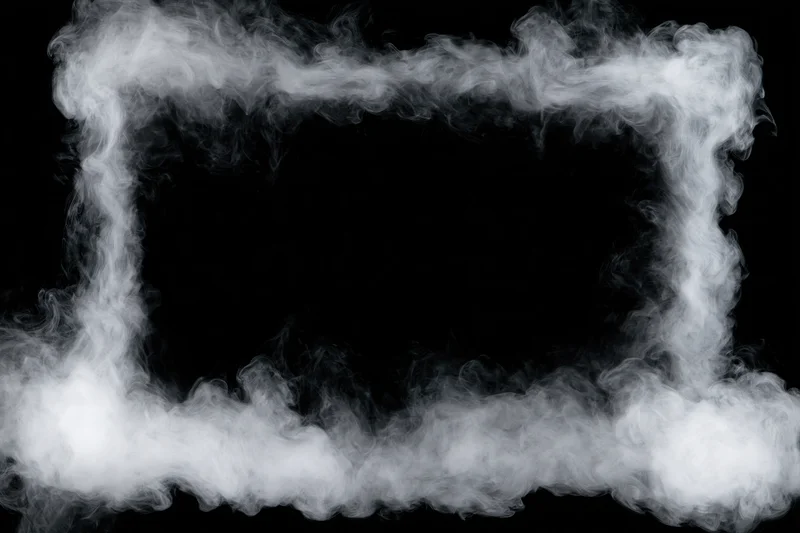White smoke forming a rectangular frame against a black background with copyspace inside
